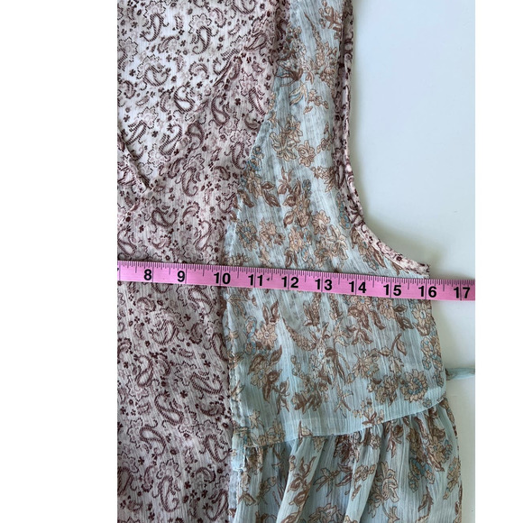 Band of Gypsies Floral Vest - Aqua & Brown Colors, Size Small - Picture 6 of 9